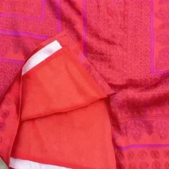 Ann Taylor Red Orange Pink Silky Straight Skirt Moroccan Print size 2 - Picture 10 of 10